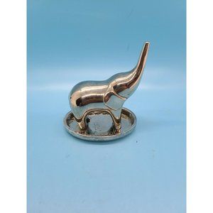 Red Envelope Silver Plated Trumpeting Baby Elephant Ring/Jewelry Holder 3"